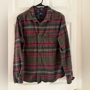 RAINFOREST Heavy Flannel Shirt Green and Red Plaid Button Down Sz L